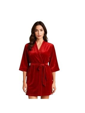 Vintage Y2K California Dynasty Red Velvet Robe M L